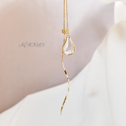 2way Y字 ロングネックレスドロップクリスタルネックレスシンプル
