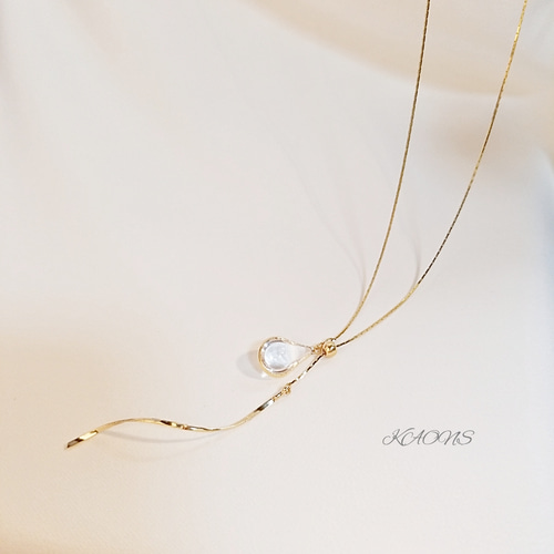 2way Y字 ロングネックレスドロップクリスタルネックレスシンプル