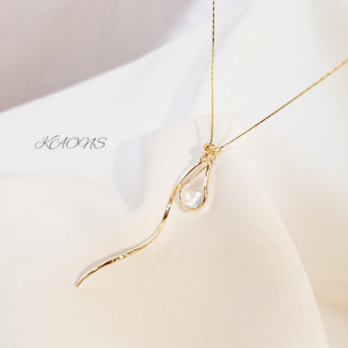 2way Y字 ロングネックレスドロップクリスタルネックレスシンプル