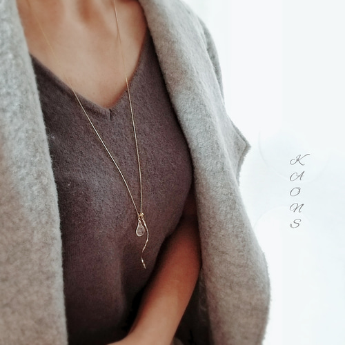 2way Y字 ロングネックレスドロップクリスタルネックレスシンプル