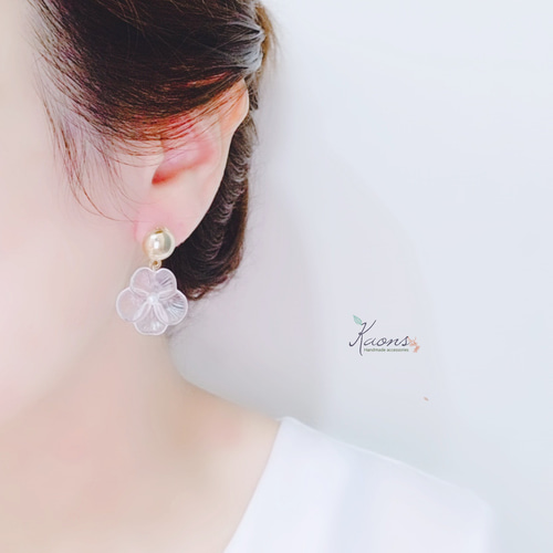 ぺイントイヤリング・ピアス【Clear Green】プラバン レジン