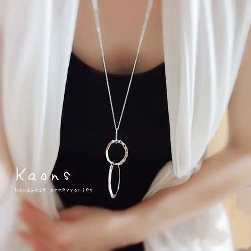 ネックレス トリプル サークル シンプル ロング ネックレス