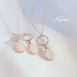 200円お得❗2点セット オパール ネックレス ピアス&イヤリング