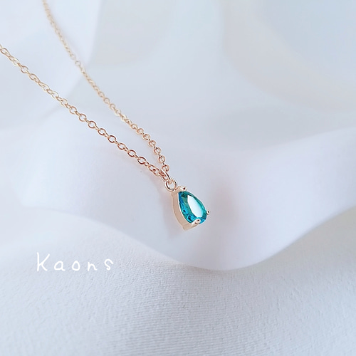 アクアマリンネックレス シンプルネックレス ステンレスチェーン
