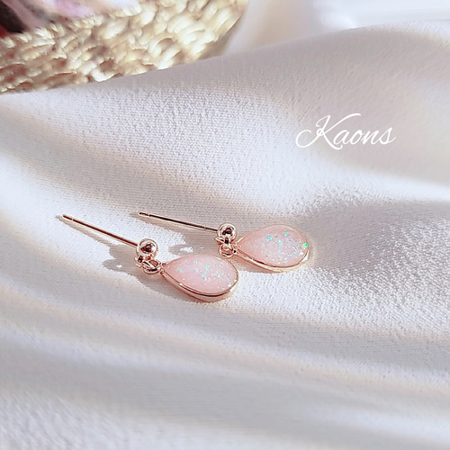 200円お得❗セットオパールネックレスとピアス&イヤリング シンプル