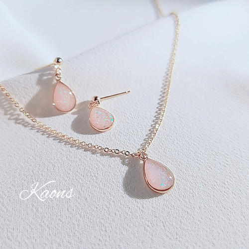 200円お得❗セットオパールネックレスとピアス&イヤリング