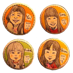 お子様へのプレゼントにも♪　にがお絵缶バッチ☆オーダーメイド 2枚目の画像
