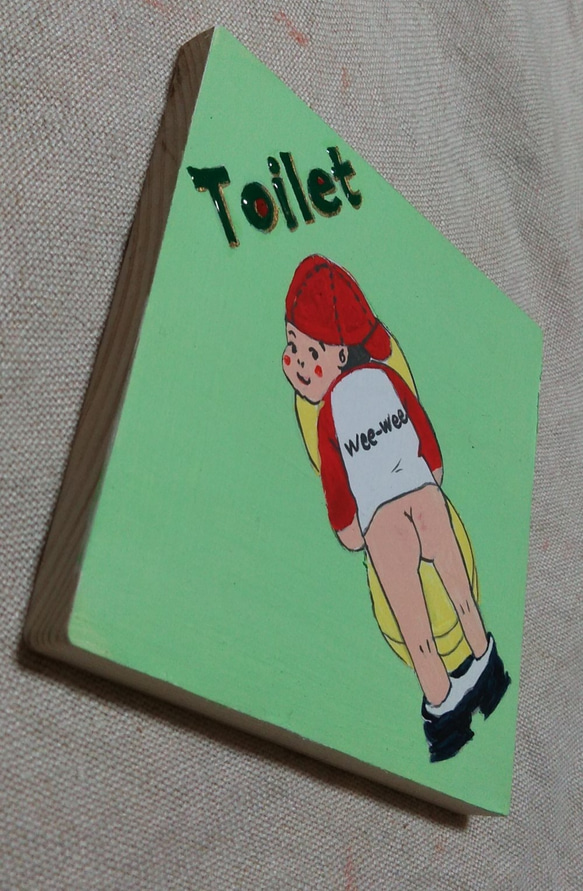 トイレ　マーク　木のパネル 2枚目の画像