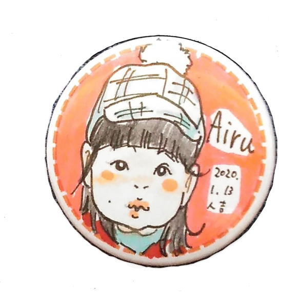 にがおえ缶バッチ♪入学、入園の記念に☆お写真から可愛く描きます★ 3枚目の画像
