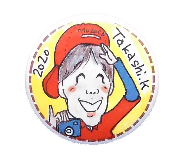 にがおえ缶バッチ♪入学、入園の記念に☆お写真から可愛く描きます★ 2枚目の画像