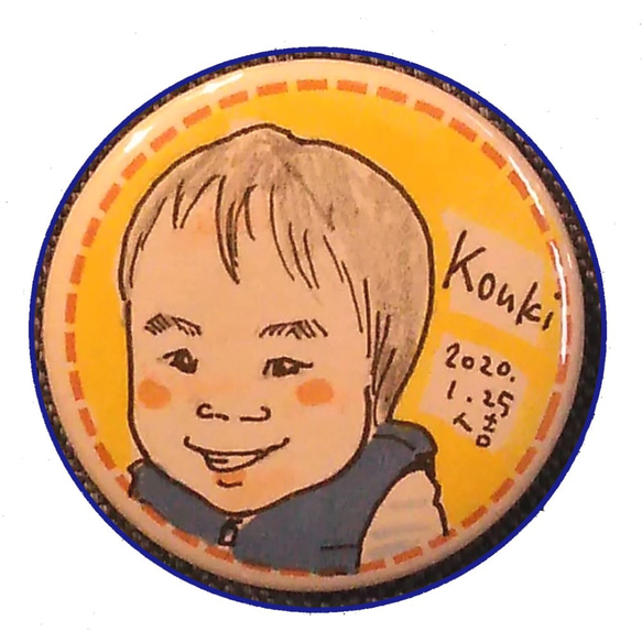 にがおえ缶バッチ♪入学、入園の記念に☆お写真から可愛く描きます★ 7枚目の画像