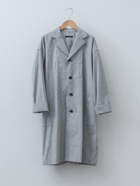 Atelier Coat（アトリエコート） 綿100％ カラー：ストライプグレー 【k37001】 1枚目の画像