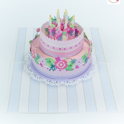NEW! ポップアップカード手作り　立体カード 誕生日ケーキ　結婚式ケーキ 3枚目の画像