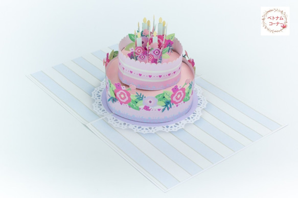 NEW! ポップアップカード手作り　立体カード 誕生日ケーキ　結婚式ケーキ 7枚目の画像