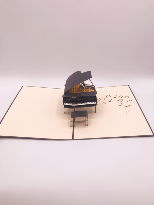 ポップアップメッセージカード手作り切り紙　ピアノ 2枚目の画像