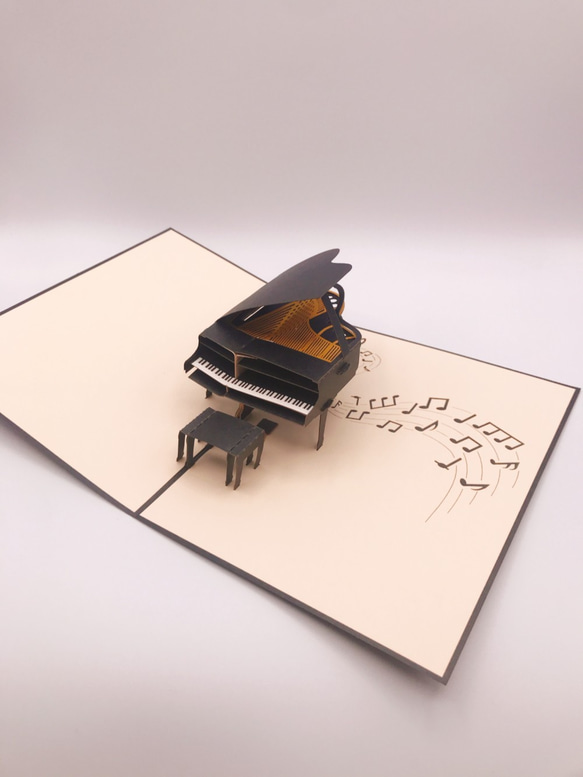 ポップアップメッセージカード手作り切り紙　ピアノ 7枚目の画像