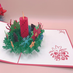 「大人気」クリスマスカードポップアップグリーティングカード 　キャンドル 6枚目の画像