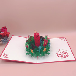 「大人気」クリスマスカードポップアップグリーティングカード 　キャンドル 7枚目の画像