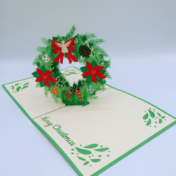クリスマスカード　ポップアップグリーティングカード Christmas Wreath 7枚目の画像