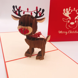 クリスマスカード　ポップアップグリーティングカード トナカイ２ 3枚目の画像