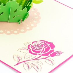 ポップアップメッセージカード手作り切り紙　ローズピンク 3枚目の画像