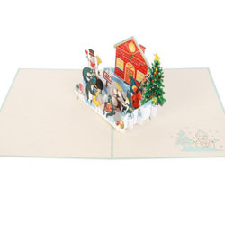 クリスマスカードポップアップグリーティングカード クリスマスペンギンバンド 2枚目の画像