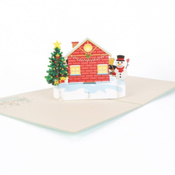 クリスマスカードポップアップグリーティングカード クリスマスペンギンバンド 4枚目の画像