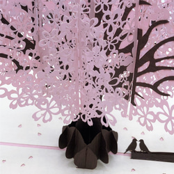 「春新作」無料ラッピング！手作り切り紙ポップアップカード　ファーミリunder 桜 4枚目の画像