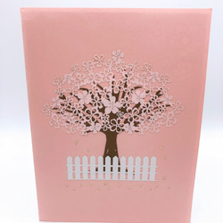 「春新作」無料ラッピング！手作り切り紙ポップアップカード　ファーミリunder 桜 7枚目の画像