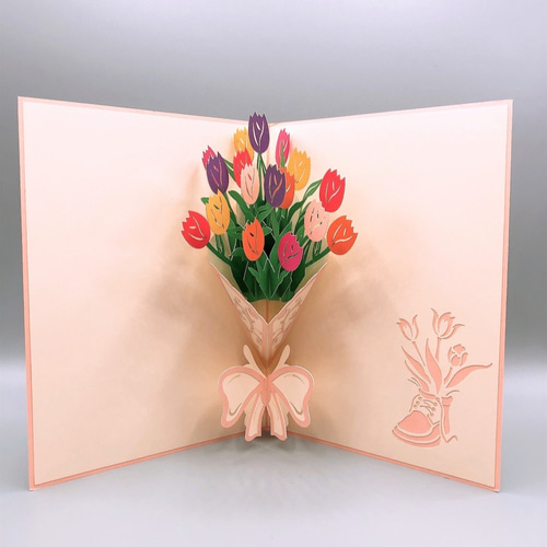 母の日！！手作り切り紙ポップアップカード カラフルチューリップ