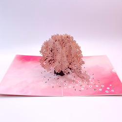 大人気！無料ラッピング！手作り切り紙ポップアップカード　立体カード　桜桜 2枚目の画像