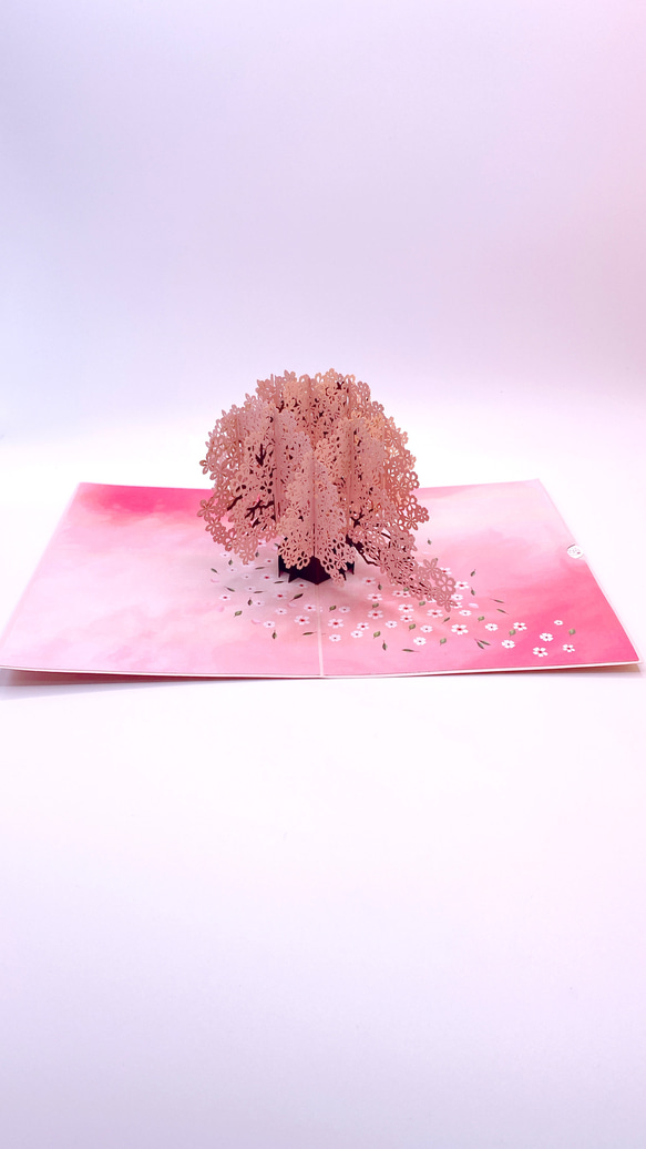 大人気！無料ラッピング！手作り切り紙ポップアップカード　立体カード　桜桜 3枚目の画像
