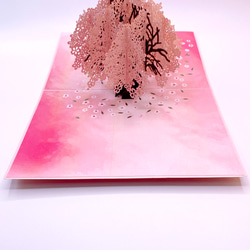 大人気！無料ラッピング！手作り切り紙ポップアップカード　立体カード　桜桜 7枚目の画像