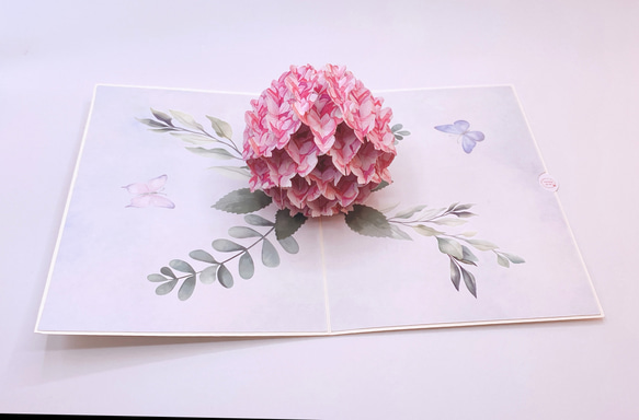 今年の紫陽花！ポップアップカード手作り　立体カード　アジサイ　紫陽花 1枚目の画像