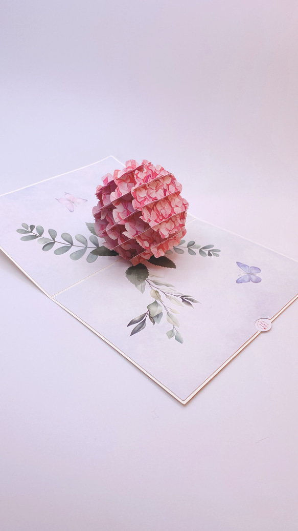 今年の紫陽花！ポップアップカード手作り　立体カード　アジサイ　紫陽花 2枚目の画像