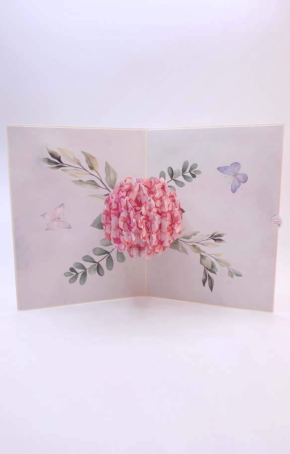 今年の紫陽花！ポップアップカード手作り　立体カード　アジサイ　紫陽花 6枚目の画像