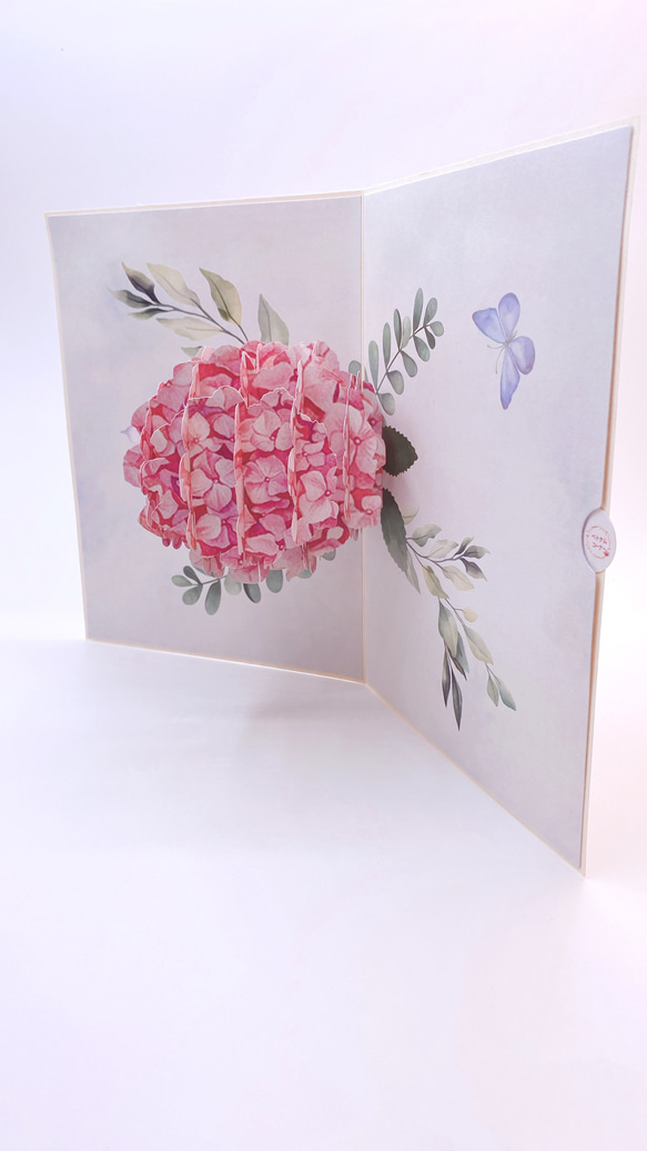 今年の紫陽花！ポップアップカード手作り　立体カード　アジサイ　紫陽花 7枚目の画像