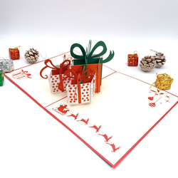 NEW! クリスマスカード　ポップアップグリーティングカード　クリスマスギフトボックス 1枚目の画像