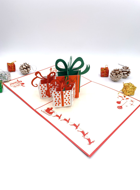 NEW! クリスマスカード　ポップアップグリーティングカード　クリスマスギフトボックス 1枚目の画像
