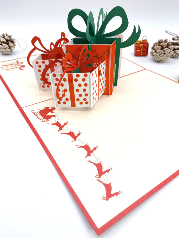 NEW! クリスマスカード　ポップアップグリーティングカード　クリスマスギフトボックス 4枚目の画像