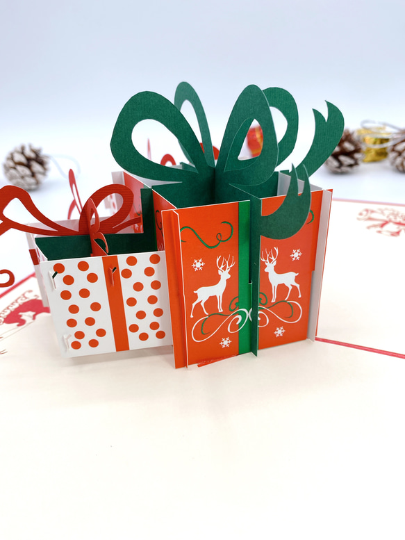 NEW! クリスマスカード　ポップアップグリーティングカード　クリスマスギフトボックス 6枚目の画像