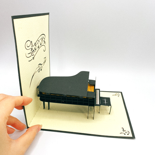 手作りポップアップグリーティングカード ピアノ2D メッセージカード