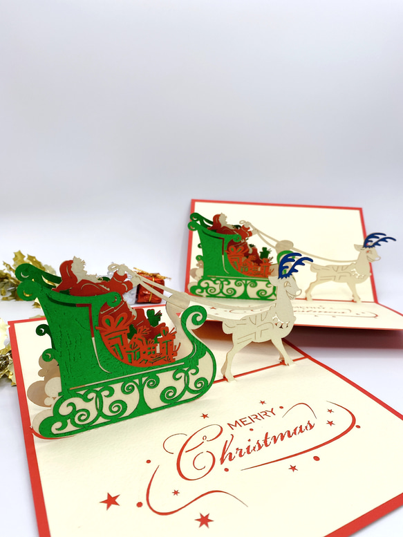 LAST！手作りクリスマスカードサンタさん＆クリスマスツリー2 5枚目の画像