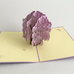 ポップアップカード　手作り切り紙　立体カード　紫藤花　ふじ 3枚目の画像