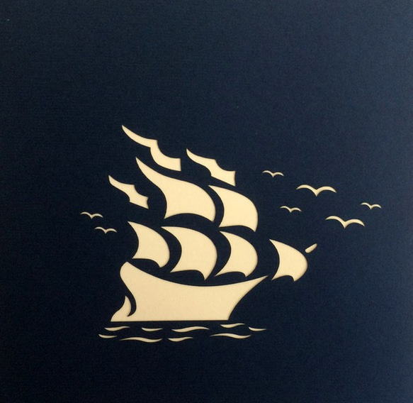 ポップアップカード　手作り切り紙　立体カード　カラフル帆船 3枚目の画像