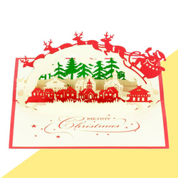 「大人気」クリスマスカード　ポップアップグリーティングカード クリスマス村 1枚目の画像