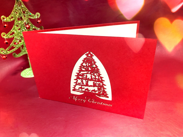 「早割クリスマス作品」手作りクリスマスポップアップカード　クリスマスツリー　1 6枚目の画像