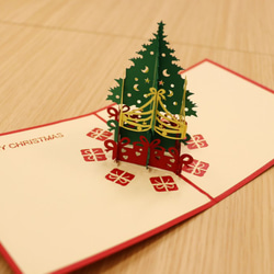 手作り クリスマスポップアップカードデザイン14 Handmade Christmas tree card 2枚目の画像