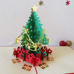 手作り クリスマスポップアップカードデザイン14 Handmade Christmas tree card 3枚目の画像
