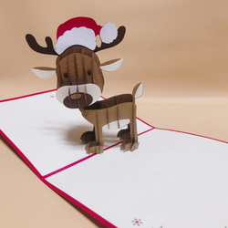 クリスマスカード　ポップアップグリーティングカード  トナカイ 1枚目の画像
